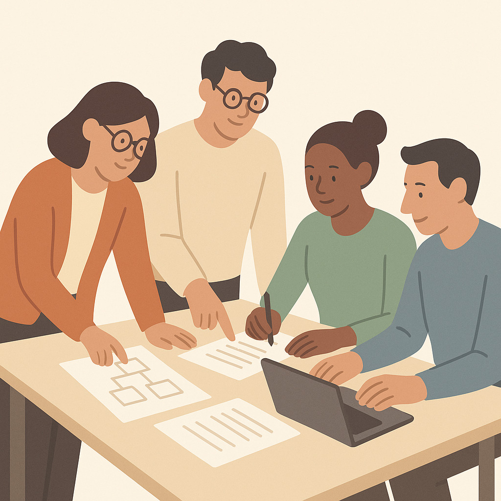 Teachers collaborating on educational projects